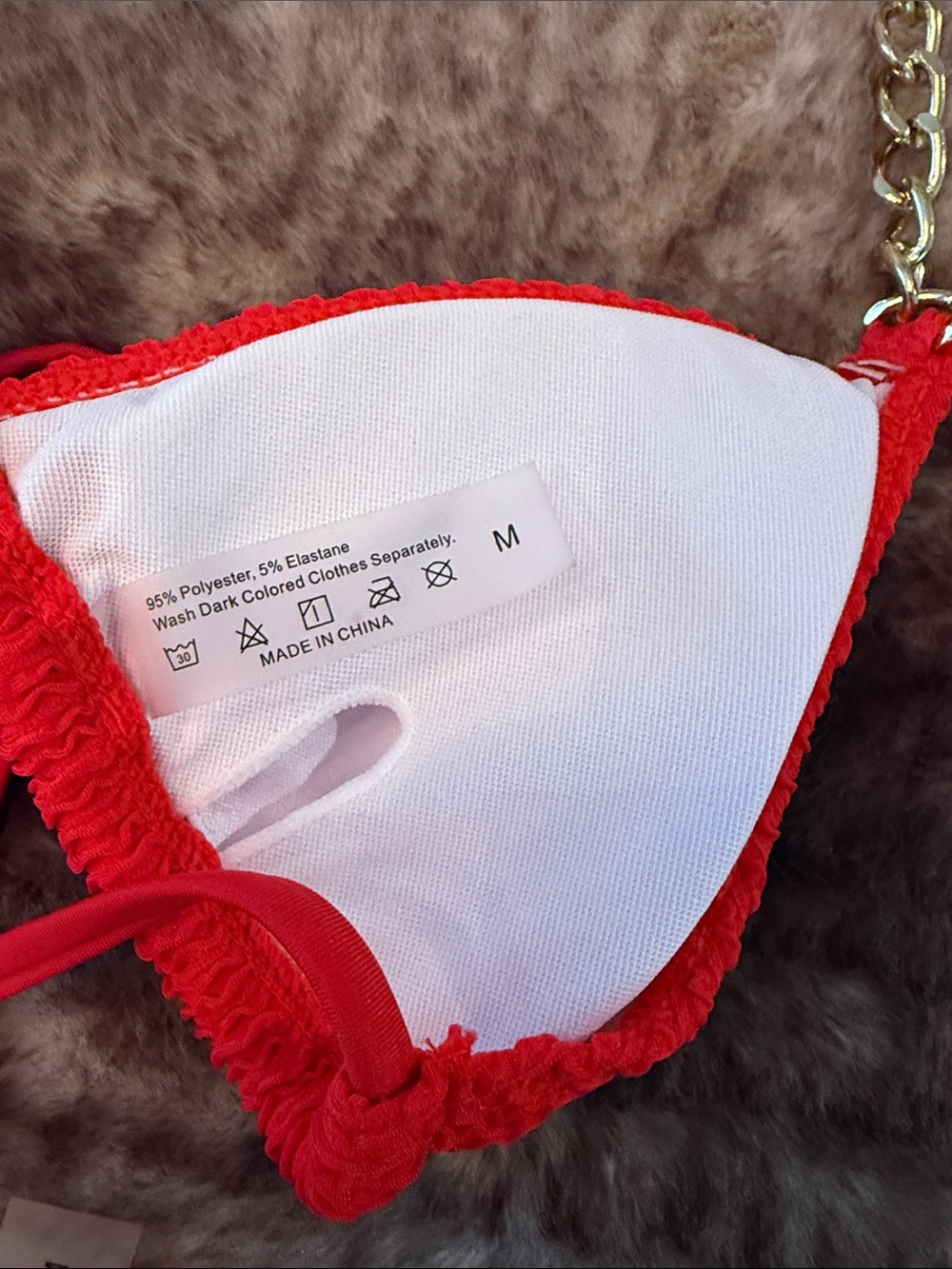 Red gold Chain-Accent Textured Bikini Set no brand size medium - Picture 5 of 5